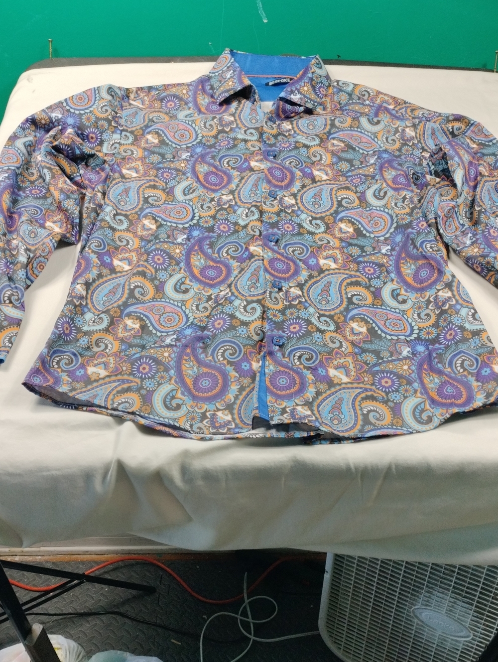 Bespoke Purple & Blue Paisley Button-Down Shirt Size XL #2